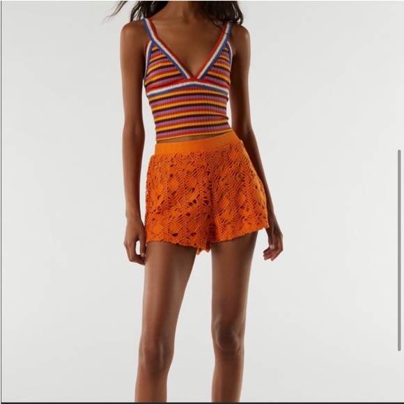 Zara Multicolor Striped Halter Crochet Trim Size Small EUC y2k style - Picture 2 of 9